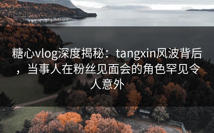糖心vlog深度揭秘：tangxin风波背后，当事人在粉丝见面会的角色罕见令人意外