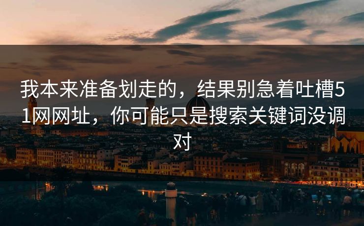 我本来准备划走的，结果别急着吐槽51网网址，你可能只是搜索关键词没调对