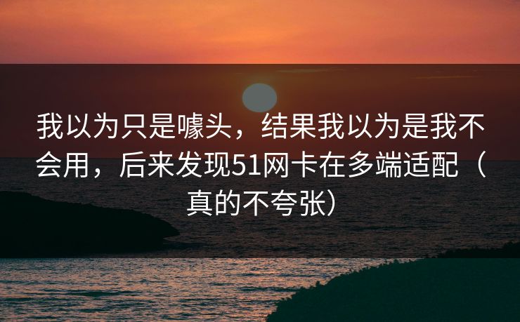 我以为只是噱头，结果我以为是我不会用，后来发现51网卡在多端适配（真的不夸张）