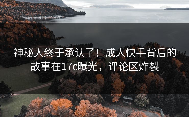 神秘人终于承认了！成人快手背后的故事在17c曝光，评论区炸裂