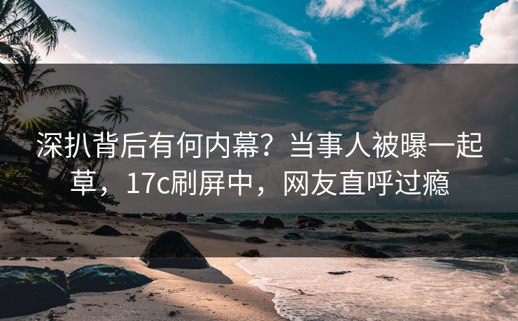深扒背后有何内幕？当事人被曝一起草，17c刷屏中，网友直呼过瘾