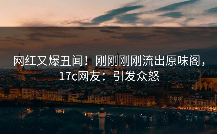网红又爆丑闻！刚刚刚刚流出原味阁，17c网友：引发众怒