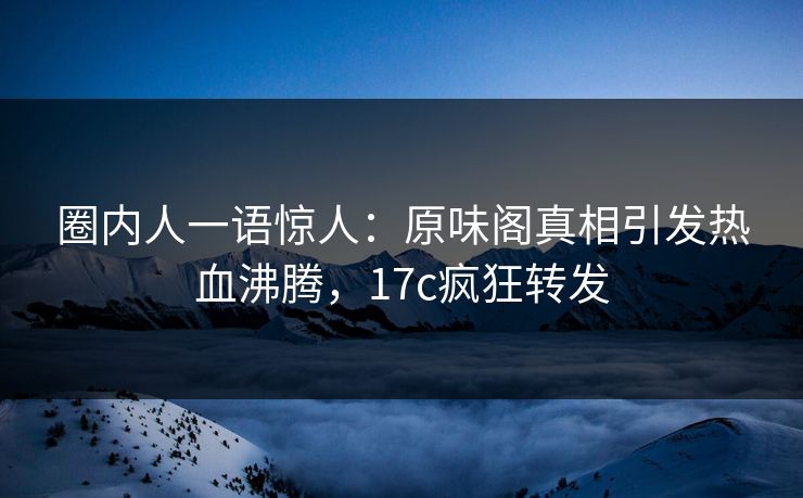 圈内人一语惊人：原味阁真相引发热血沸腾，17c疯狂转发