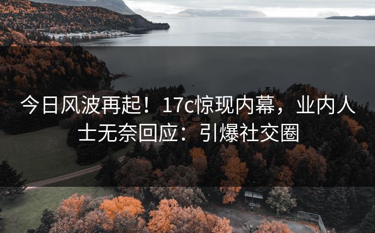 今日风波再起！17c惊现内幕，业内人士无奈回应：引爆社交圈